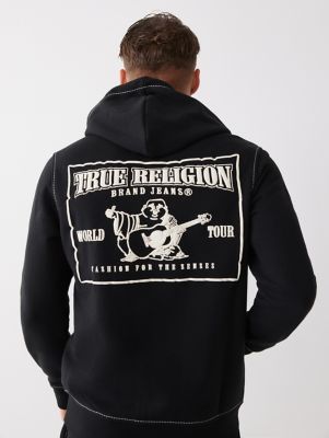 True Religion Men's Long Sleeve Monogram Print Hoodie, Ruby red, XXXL :  : Clothing & Accessories