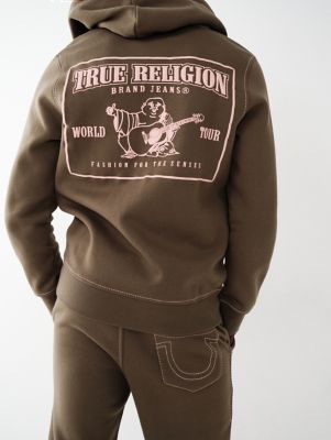 True Religion Men Dark Blue Color Block Logo Hoodie, XXL| Luxury Sweatshirts & Hoodies for Men | Darveys