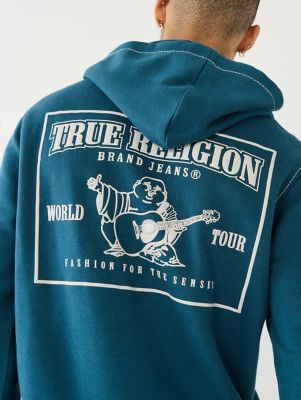 True Religion Men's Logo Monogram Hoodie-Brown - Hibbett