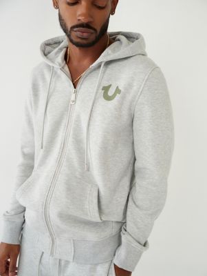 True Religion Men's Edgy Logo Zip Up Hoodie