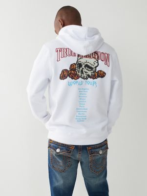 True Religion Men's Big T Logo Relaxed Hoodie - Blue - Hoodies