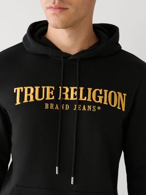 True Religion Men's Textured Full Zip Hoodie - Black - Hoodies