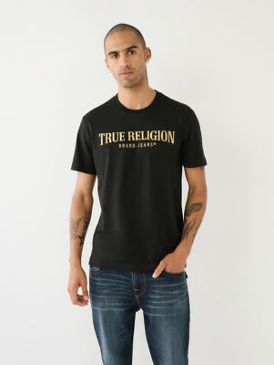 True Religion Men's 4-Pack V Neck Tees, Premium Cotton, White w/Logo,  Large, NEW