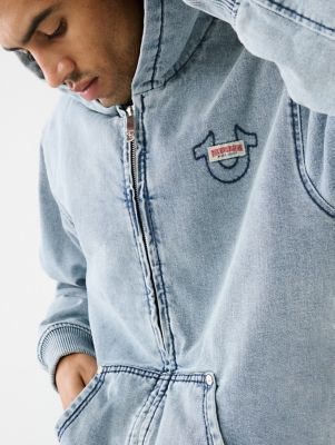 True religion jean jacket with hoodie sale