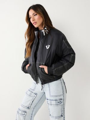 Grey Reflective Padded Puffer Cropped Jacket –