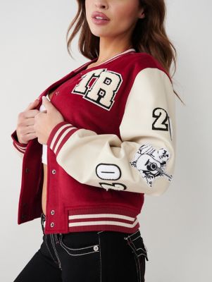 True religion best sale varsity jacket red