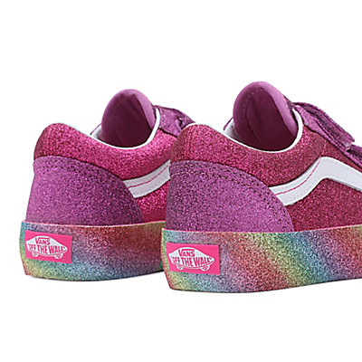 Kinder Glitter Rainglow Old Skool Schuhe mit Klettverschluss (4-8 Jahre)