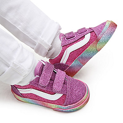 Glitter Rainglow Old Skool Schoenen met klittenband voor peuters (1-4 jaar)