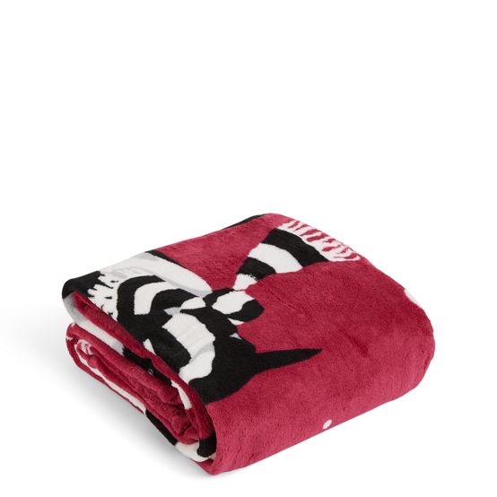 Image of Factory Style Throw Blanket in Playful Penguins Cabernet