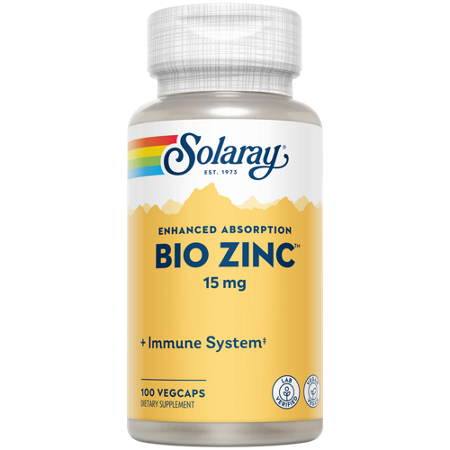 Solaray Bio Zinc Enhanced Absorption capsules 15 MG bottle front