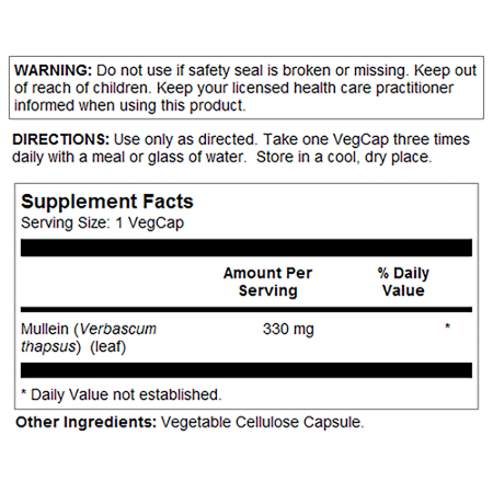 Directions for Solaray Mullein Vegan Herbal Support capsules 330 MG