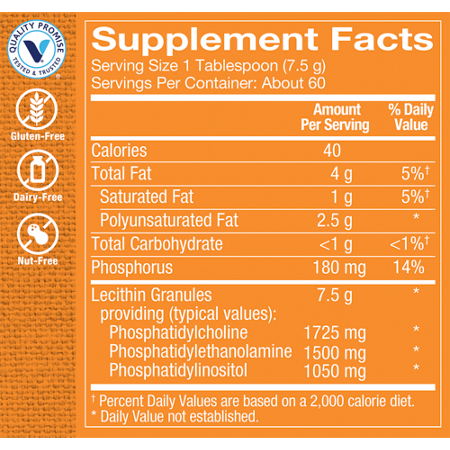 Lecithin Granules Supplement Facts Label