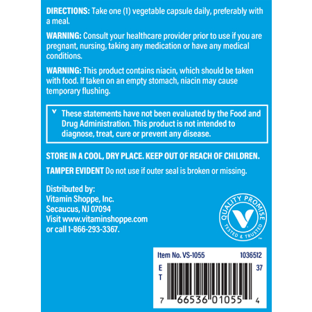 Directions for The Vitamin Shoppe Vitamin B-Complex 100 Vegetarian Capsules