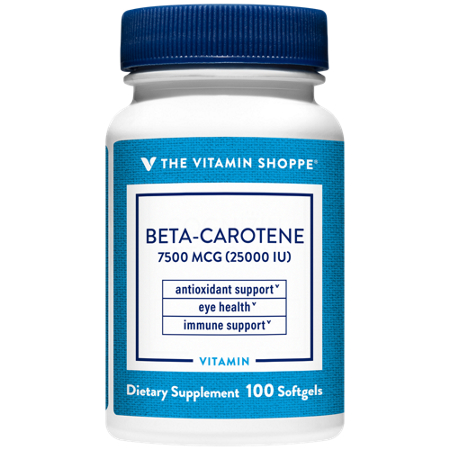 The Vitamin Shoppe Beta-Carotene 7500 MCG softgels bottle front