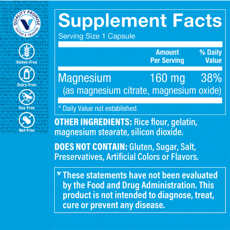 Supplement Facts: Magnesium Citrate Complex 160 MG Capsules