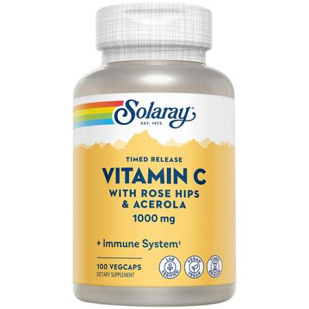 Solaray Vitamin C with Rose Hips and Acerola Vegcaps 1000 MG bottle front