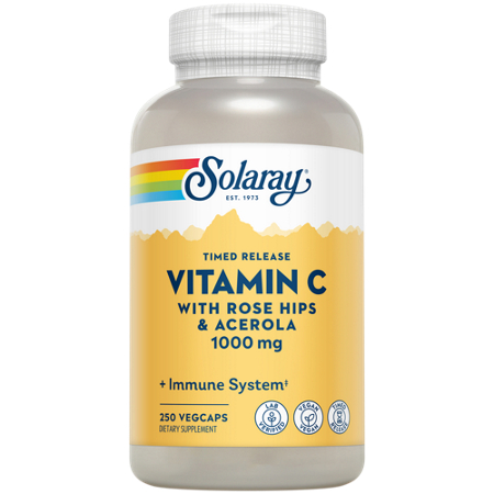 Solaray Vitamin C with Rose Hips and Acerola 1000 mg vegcaps bottle front
