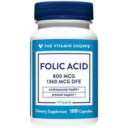 The Vitamin Shoppe Folic Acid 800 MCG bottle front