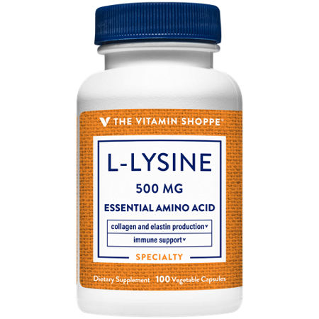 The Vitamin Shoppe L Lysine Essential Amino Acid capsules 500 MG bottle front