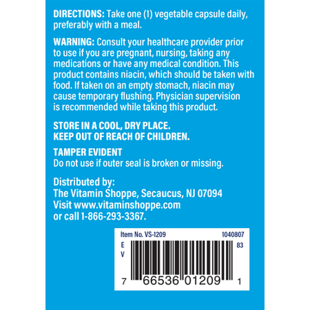 The Vitamin Shoppe Niacin Cholesterol Support Capsules Directions
