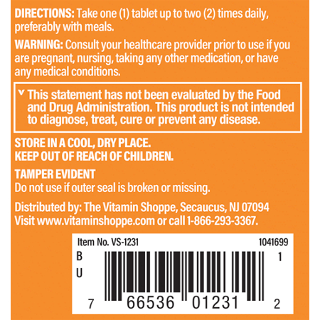 Directions for The Vitamin Shoppe Apple Cider Vinegar Tablets