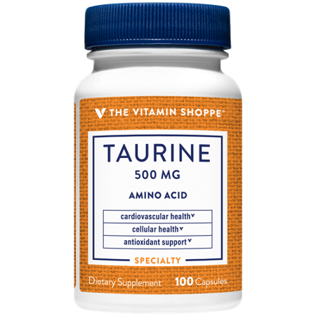 The Vitamin Shoppe Taurine Free Form Amino Acid capsules 500 MG front