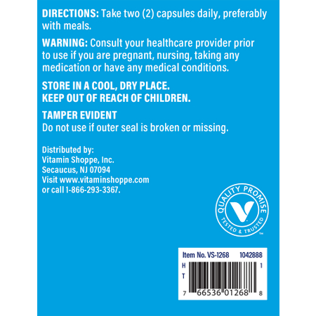 Directions for The Vitamin Shoppe Quercetin plus C Capsules