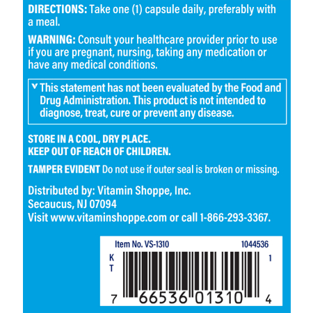 Directions for The Vitamin Shoppe No Flush Niacin Energy Production 500 MG
