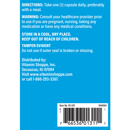 Directions for Vitamin Shoppe Niacin Capsules 500 MG