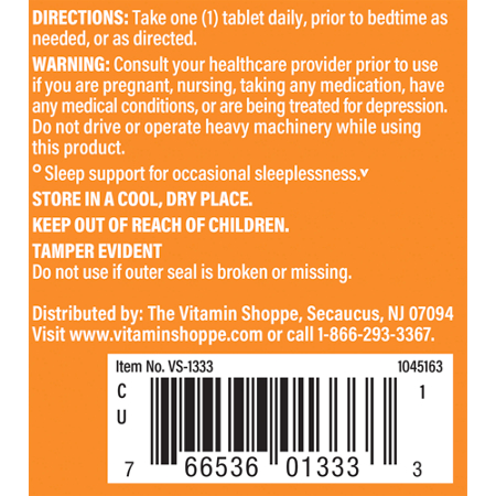 The Vitamin Shoppe Melatonin 3MG Sleep Directions
