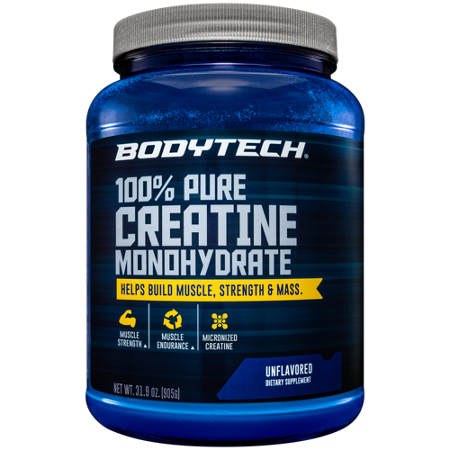 BodyTech 100 Percent Pure Creatine Monohydrate 5 GM container front