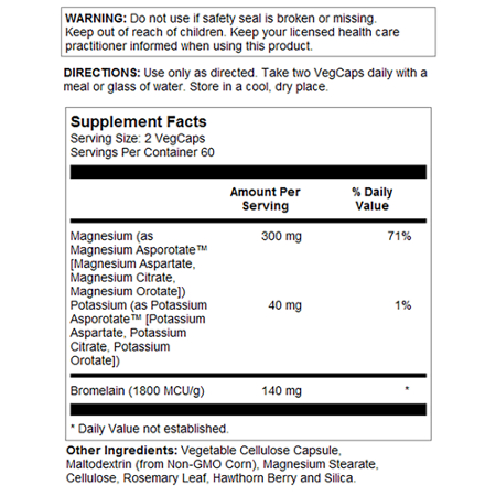 Solaray Magnesium & Potassium Asporotates label