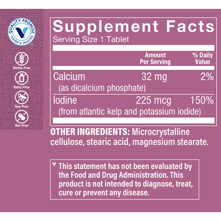 Kelp Superfood Supplement Facts Label - Iodine & Thyroid Support