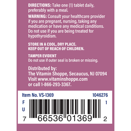 Directions for The Vitamin Shoppe Kelp tablets