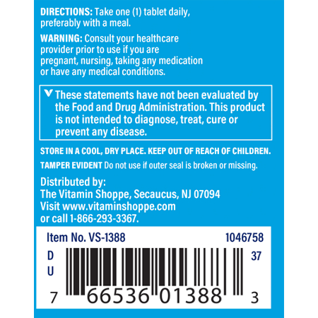 Directions for The Vitamin Shoppe Selenium Tablets 200 MCG