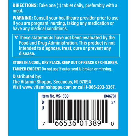 Directions for The Vitamin Shoppe Selenium Tablets 200 MCG