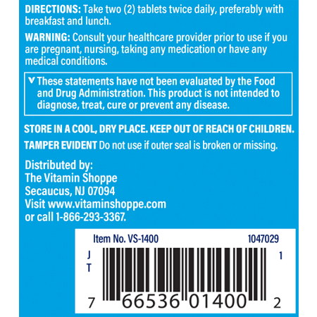 Directions for The Vitamin Shoppe Magnesium Citrate Complex AM Tablets 500 MG