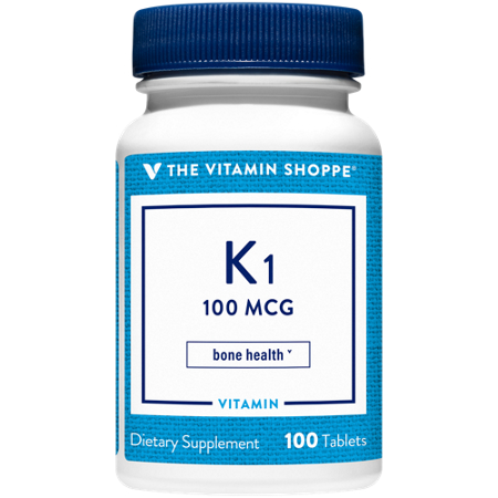 The Vitamin Shoppe Vitamin K1 tablets 100 MCG bottle front