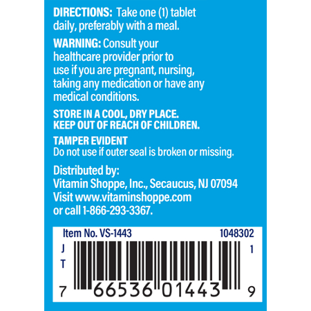 Directions for The Vitamin Shoppe Vitamin K1 Tablets 100 MCG