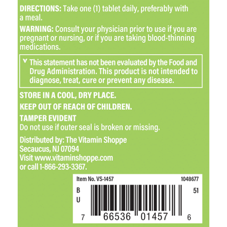 The Vitamin Shoppe Allicin 6000 Garlic Extract 650 MG Directions