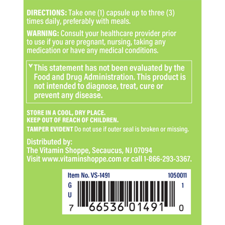 Directions for The Vitamin Shoppe Stinging Nettles capsules 480 MG