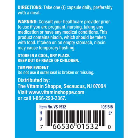 Directions for The Vitamin Shoppe Niacinamide Energy Production capsules 500 MG