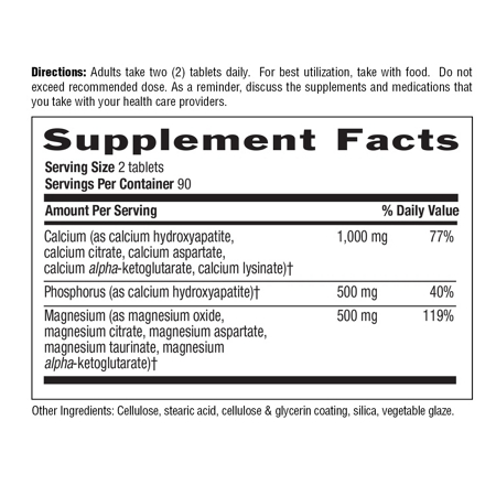 Supplement Facts label for Country Life Calcium Magnesium Complex