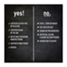 Yes and no ingredient list on chalkboard background