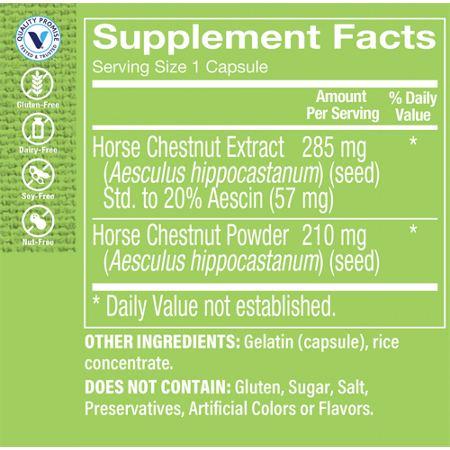 Horse Chestnut Supplement Label for Vein Health