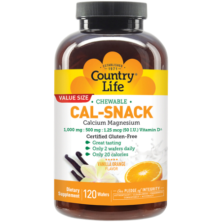 Country Life Cal-Snack Chewable Calcium Magnesium wafers bottle front