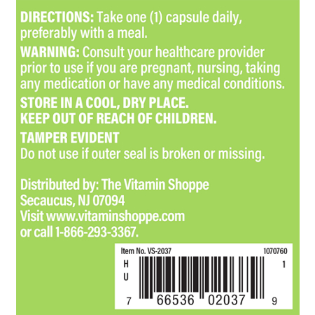 Directions for The Vitamin Shoppe Feverfew capsules 380 MG
