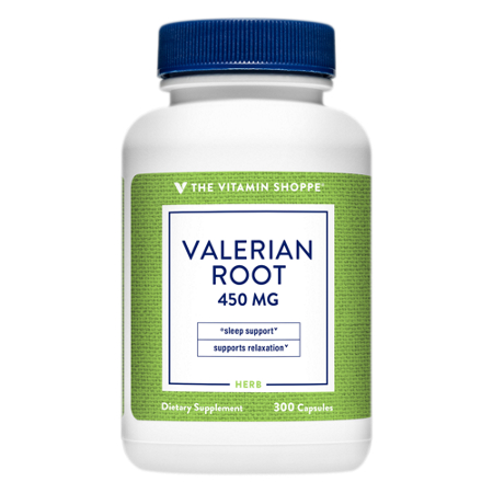 The Vitamin Shoppe Valerian Root 450 MG capsules bottle front