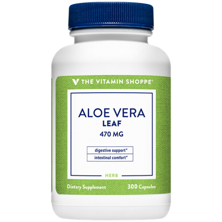 The Vitamin Shoppe Aloe Vera Leaf capsules 470 MG bottle front