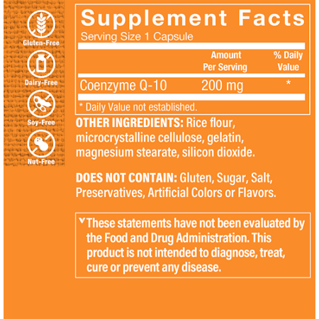 Supplement Facts for CoQ-10 200 MG Cardiovascular Support